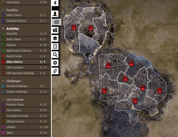 
                    Карта мира Dying Light 2: Stay Human со всеми отметками
                